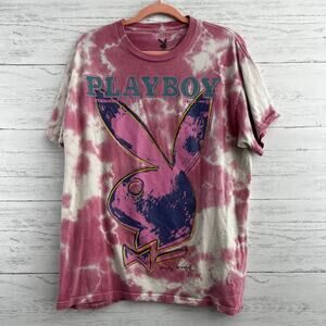 Playboy Bunny Pink Tie Dye Short Sleeve Graphic Tee Size L